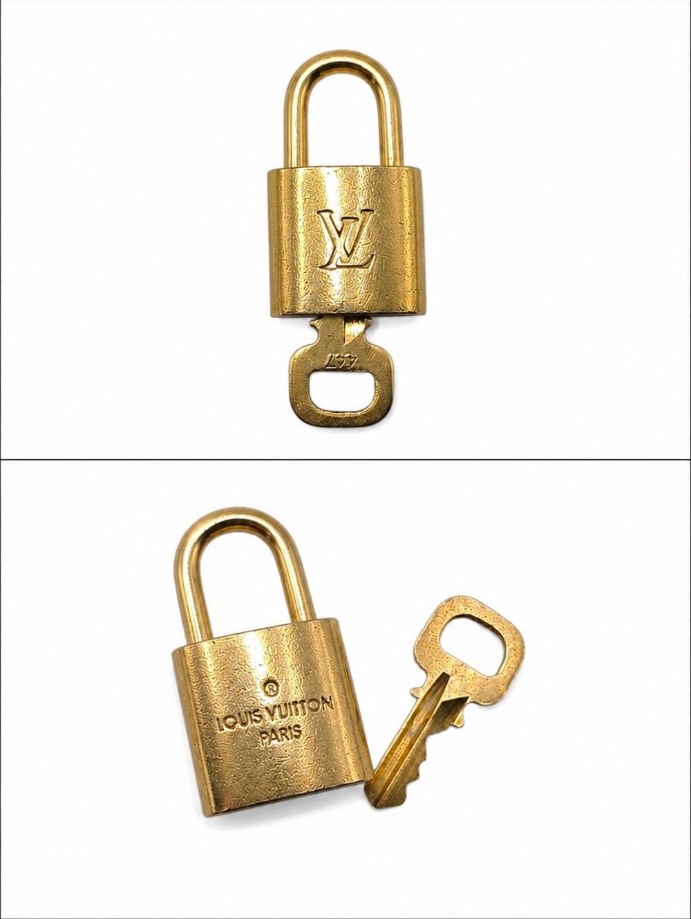 #447 Louis Vuitton Metallic Gold Padlock Charm with LV Monogram
